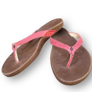 Olukai Hi'Ona Coral Leather Flip Flop Sandals Women's size 10 Eu 40
